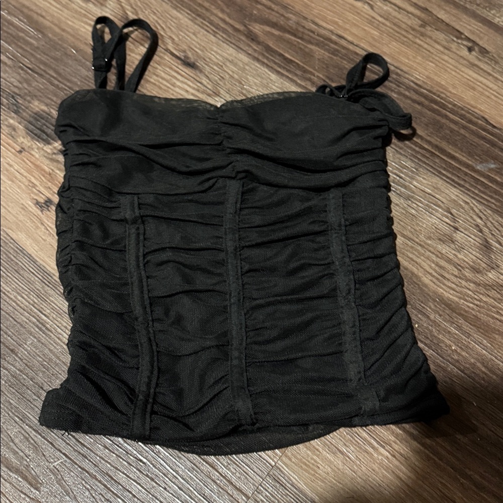 Black Ruched Bustier Top